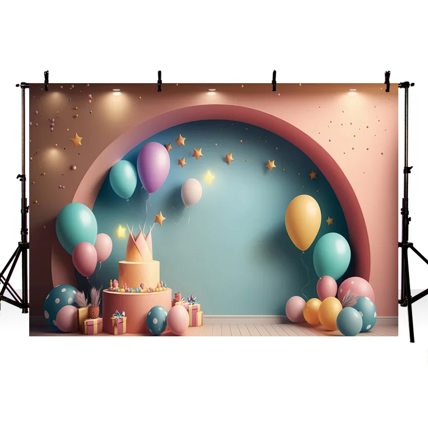 Mehofond Cake Smash Photography Background Arch Balloon Boy Girl Birthday Party Twinkle Stars Decoration Backdrop Photo Studio