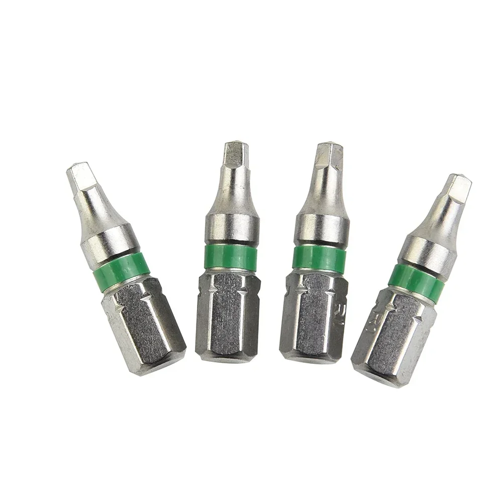 

4pcs SQ1 SQ2 Screwdriver Bits Magnetic Square Head 25mm Length Wear Resistance for Drills &amp Hand Screwdrivers