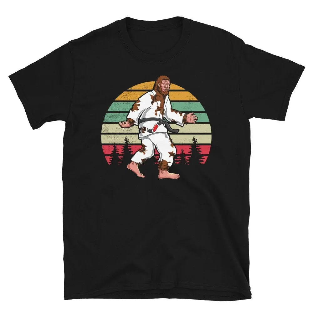 Camiseta Retro fresca de Jiu Jitsu BigfooT, cinturón de entrenamiento rojo y negro, Sasquatch JiuJitsu brasileño s BJJ, artes marciales divertidas