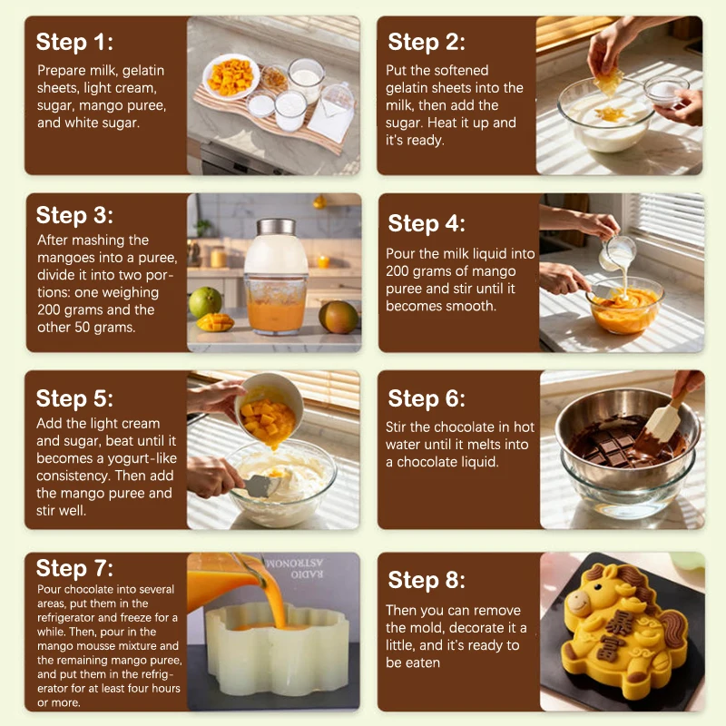 قالب حصان من السيليكون الكرتوني للبودنغ والجيلي والموس والشوكولاتة ومكعبات الثلج أداة خبز يدوية الصنع قالب حلوى هدية سنة الحصان