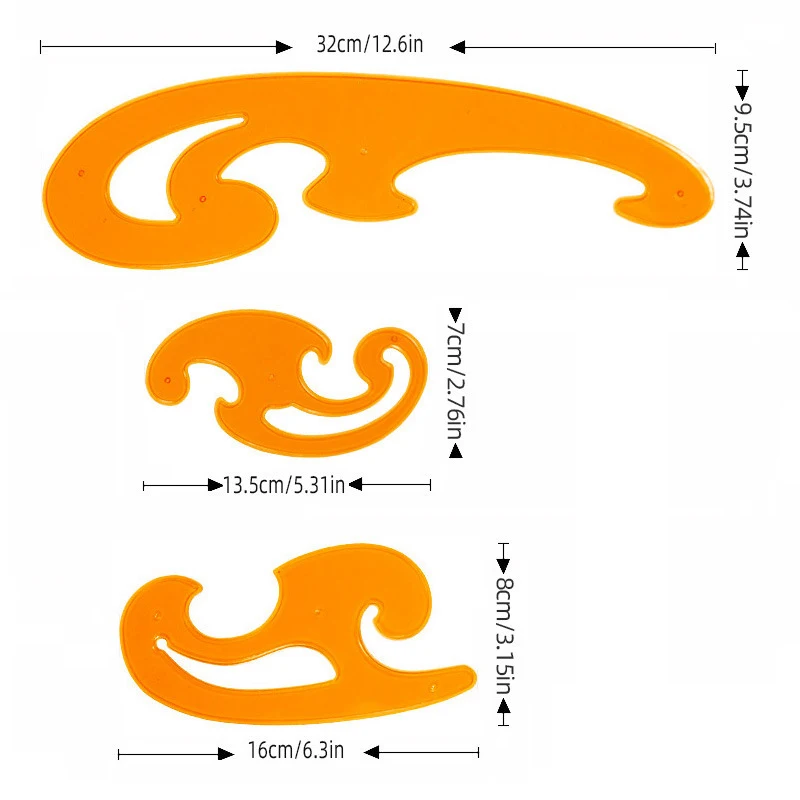 3pcs Curve Board 3-Piece Set Student Art Design Architecture Furniture Interior Manga Curve Ruler Drawing Tool view 2