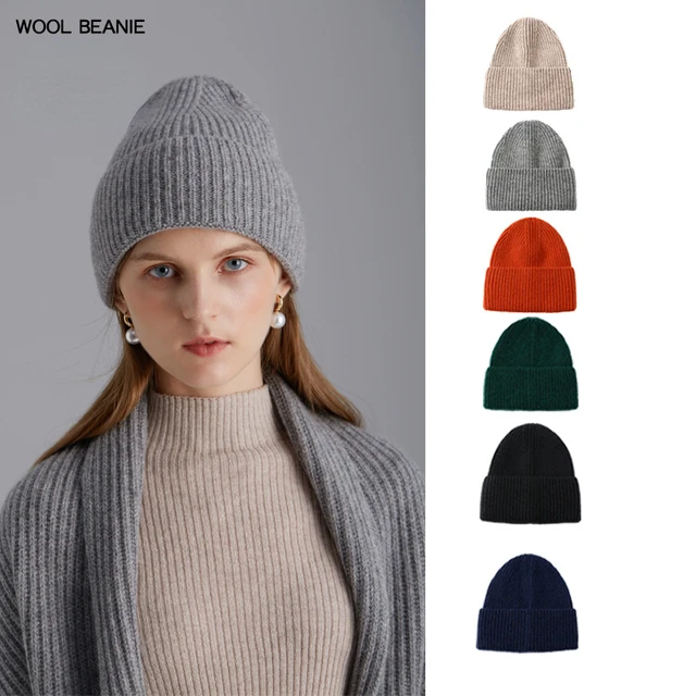 100% wełna Merino nowa czapka zimowa kobiety mężczyźni chłopcy dziewczęta szydełkowa czapka z czaszkami Solid Color jesień czapki z dzianiny czapki freeship
