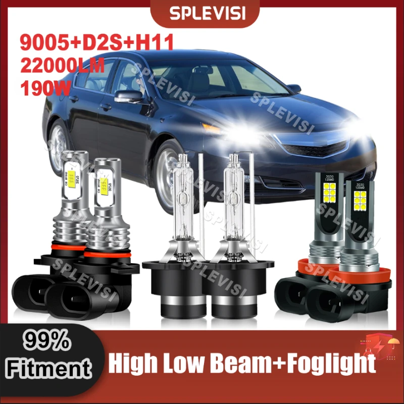 

Car Headlight Bulbs Combo Upgrade For Acura TL 2010 2011 2012 2013 2014 LED High Beam 9005+Low Beam D2S Xenon Lamp+Foglamp H11