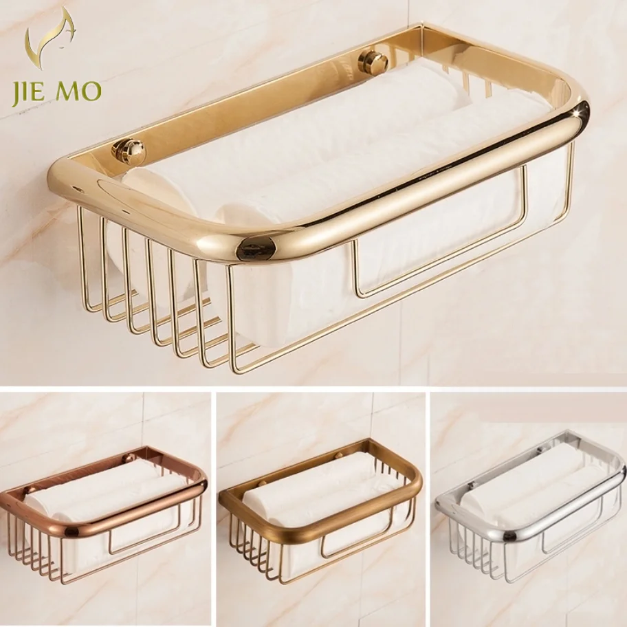 Wall Mounted brass solid brass Bathroom Shower shampoo Shelf bathroom Basket Holder Fashion paper holder 2520