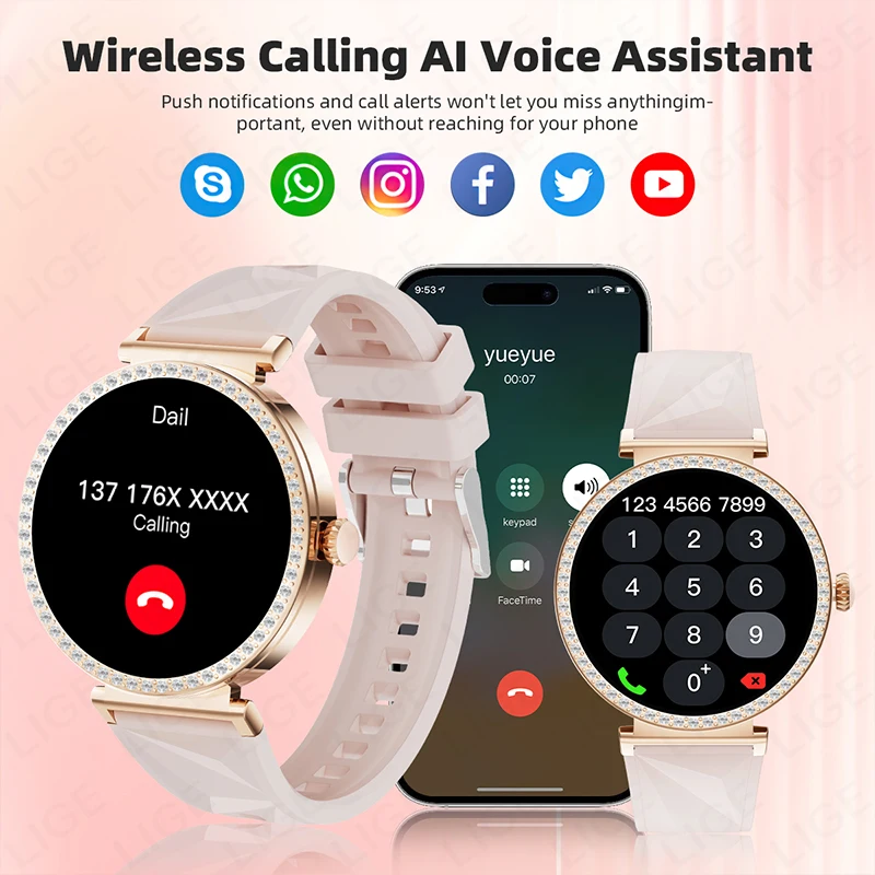 LIGE New GPS Bluetooth Call Smart Watches Women Sport Track Heart Rate Oximetry Health Ladies Smartwatch Woman Custom Watch Face