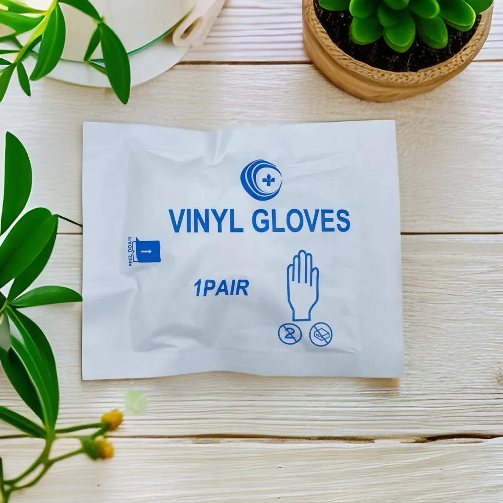 10Pair Multipurpose Disposable PVC Exam Gloves, Individually Sealed First Aid Kit Accessory for Daily Cleaning Protection