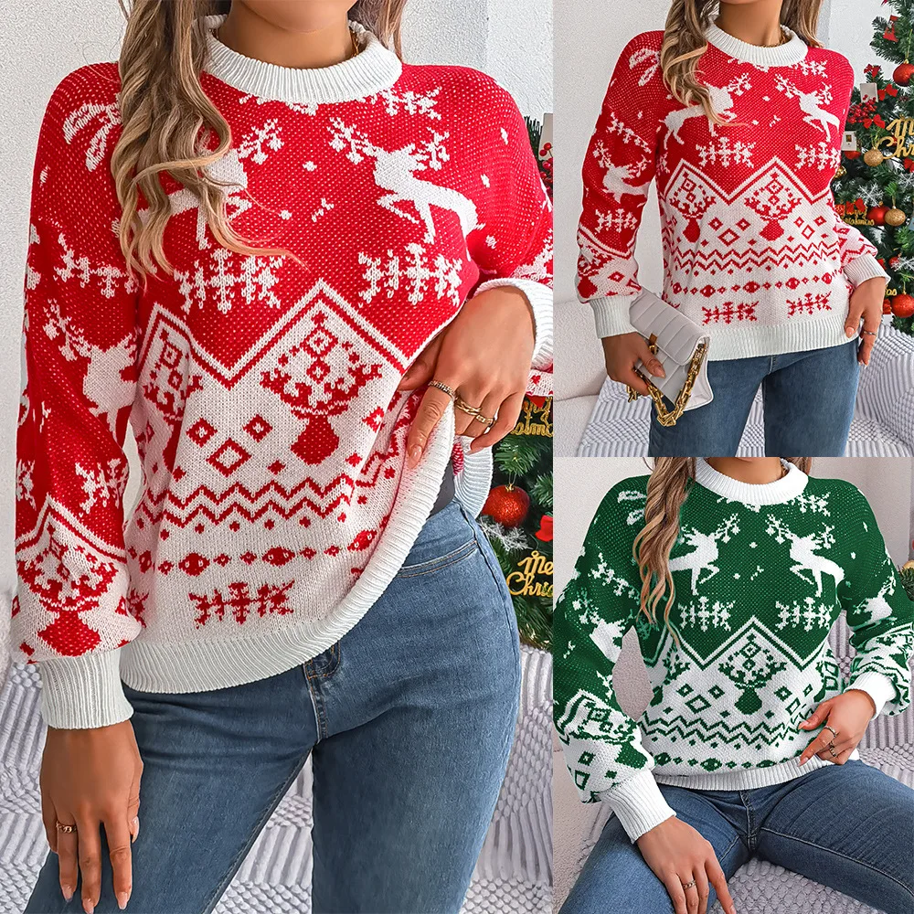 2024 Autumn and Winter Casual Long Sleeve Pullover Christmas New Arrivals Fashion Pullover Women's Tops Female Clothing