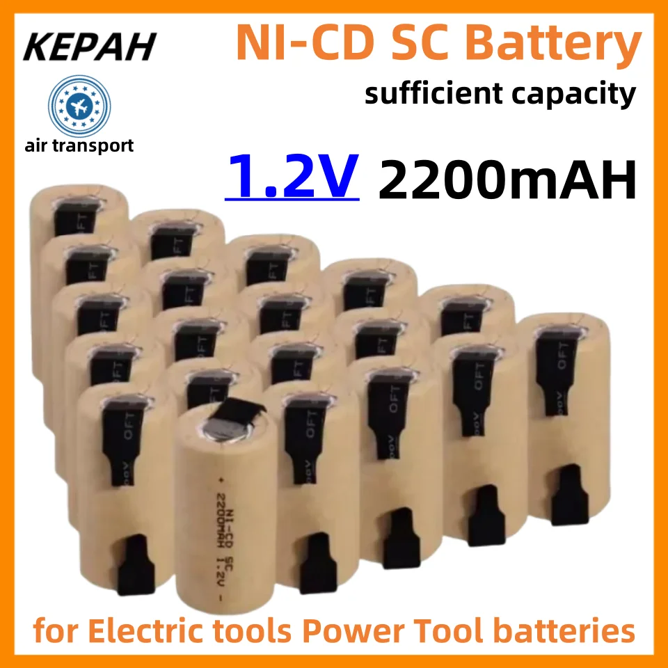 Screwdriver Electric Drill SC Batteries 1.2V 2200mAh Sub C Ni-Cd Rechargeable Battey With Tab Power Tool NiCd SUBC Cells