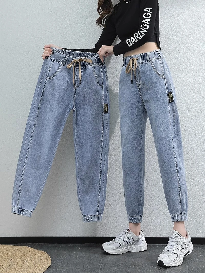

Trendy ort Women's Jeans High Waist Harlan Dad Pants Spring Autumn Denim Old Faioned Sle 50cm Height Enhancing