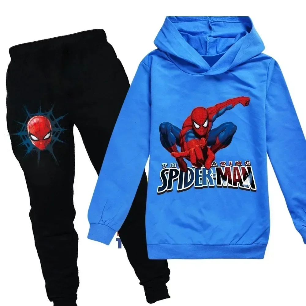 Marvel Spider Man  Kids  Boy Girl Hoodies Pants Suit Cartoon Spiderman Print Children\'s Clothing Set Sweatshirts Casual