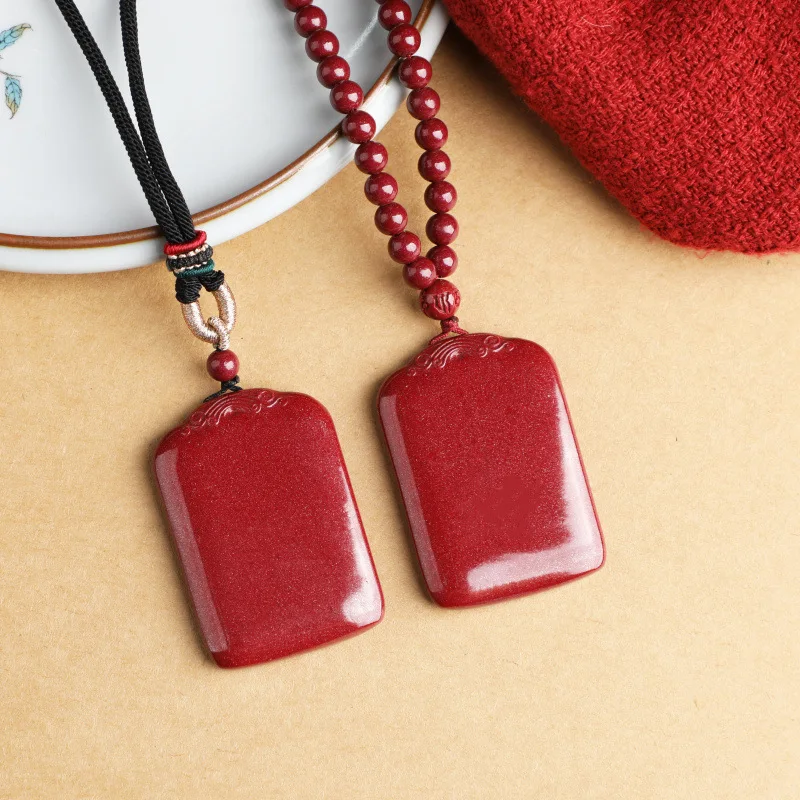 Natural mineral high-content purple gold sand peace amulet necklace