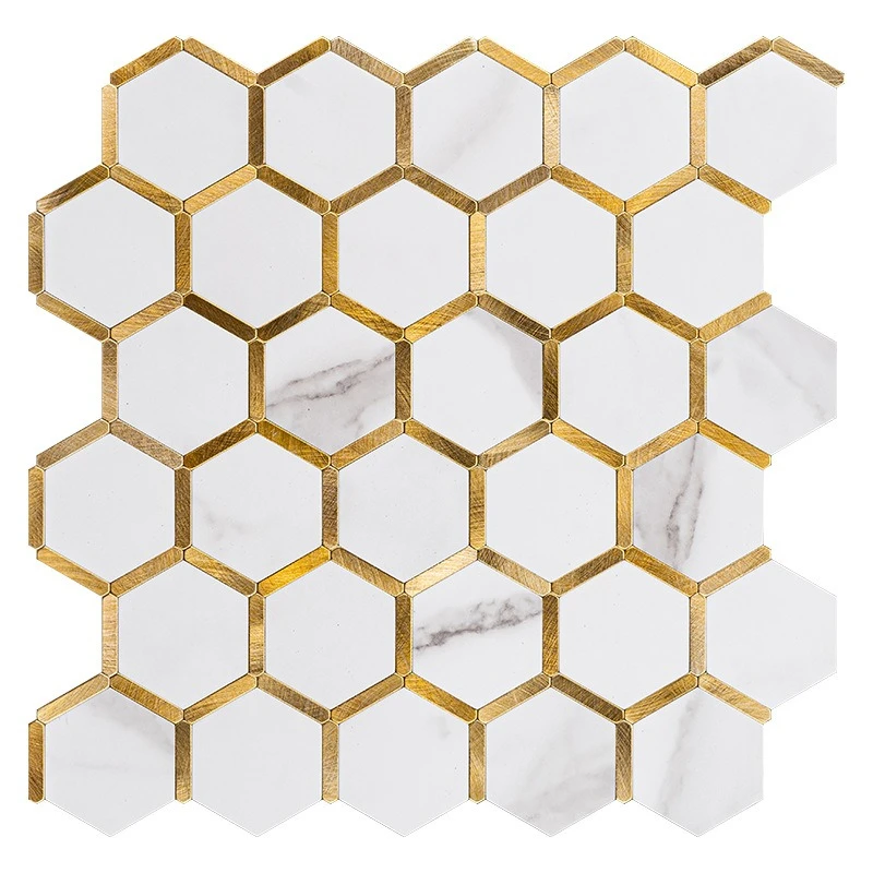 

Marble self-adhesive mosaic tile interior bathroom mosaic background wall hexagonal kitchen ceramic mosaic