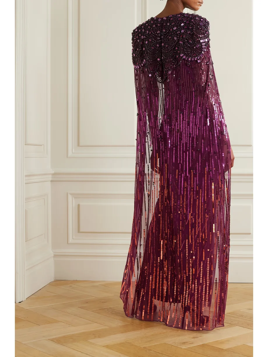 Sequin Prom Dress Mermaid Beading Special Occasion Dresses With Cloak  Evening Dress robe de soirée luxe élégante 2024