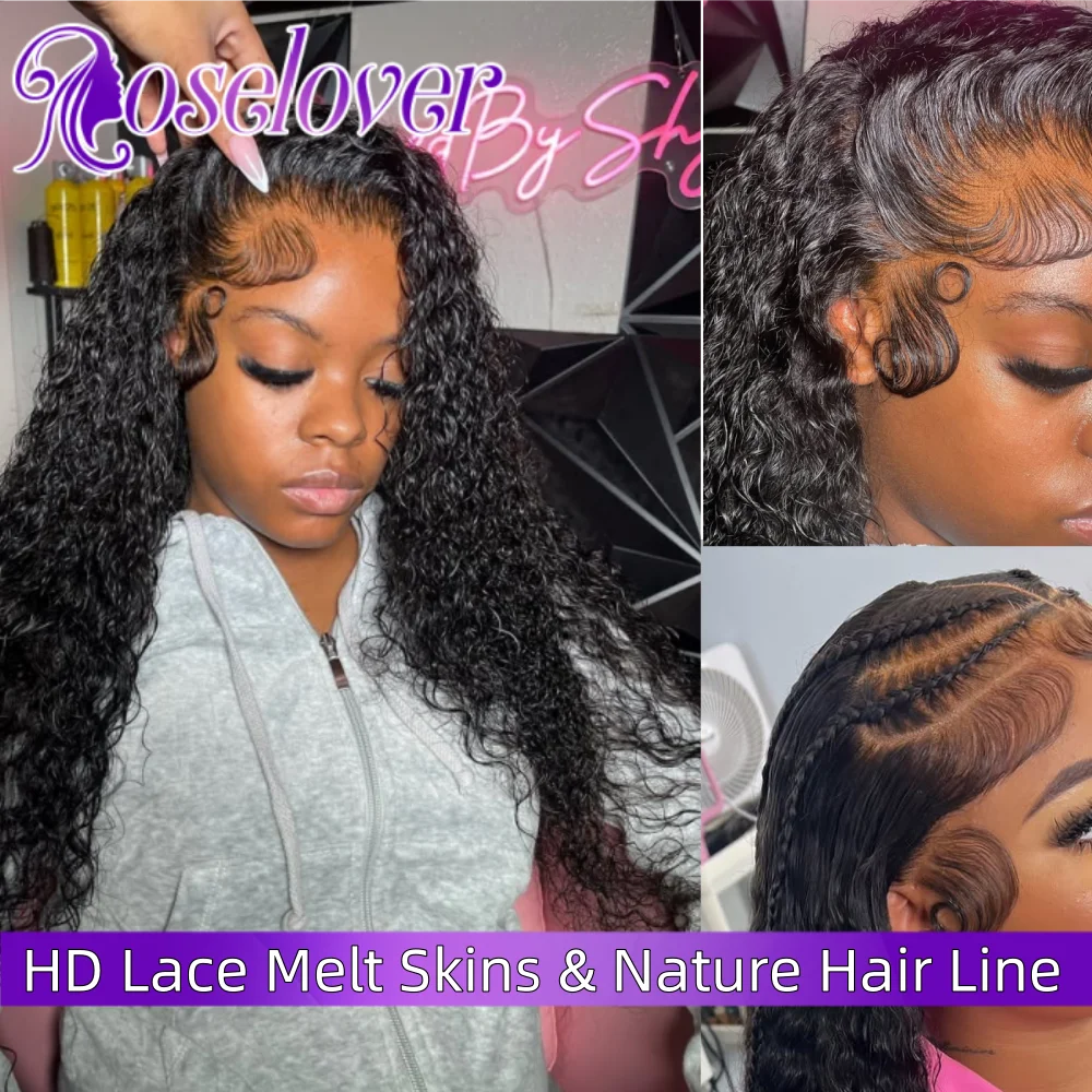 ROSELOVER 34Inch 9x6 Melt Skins Real HD Lace Closure Wig 250% Glueless Natural Hairline Water Wave Human Hair for Black Woman
