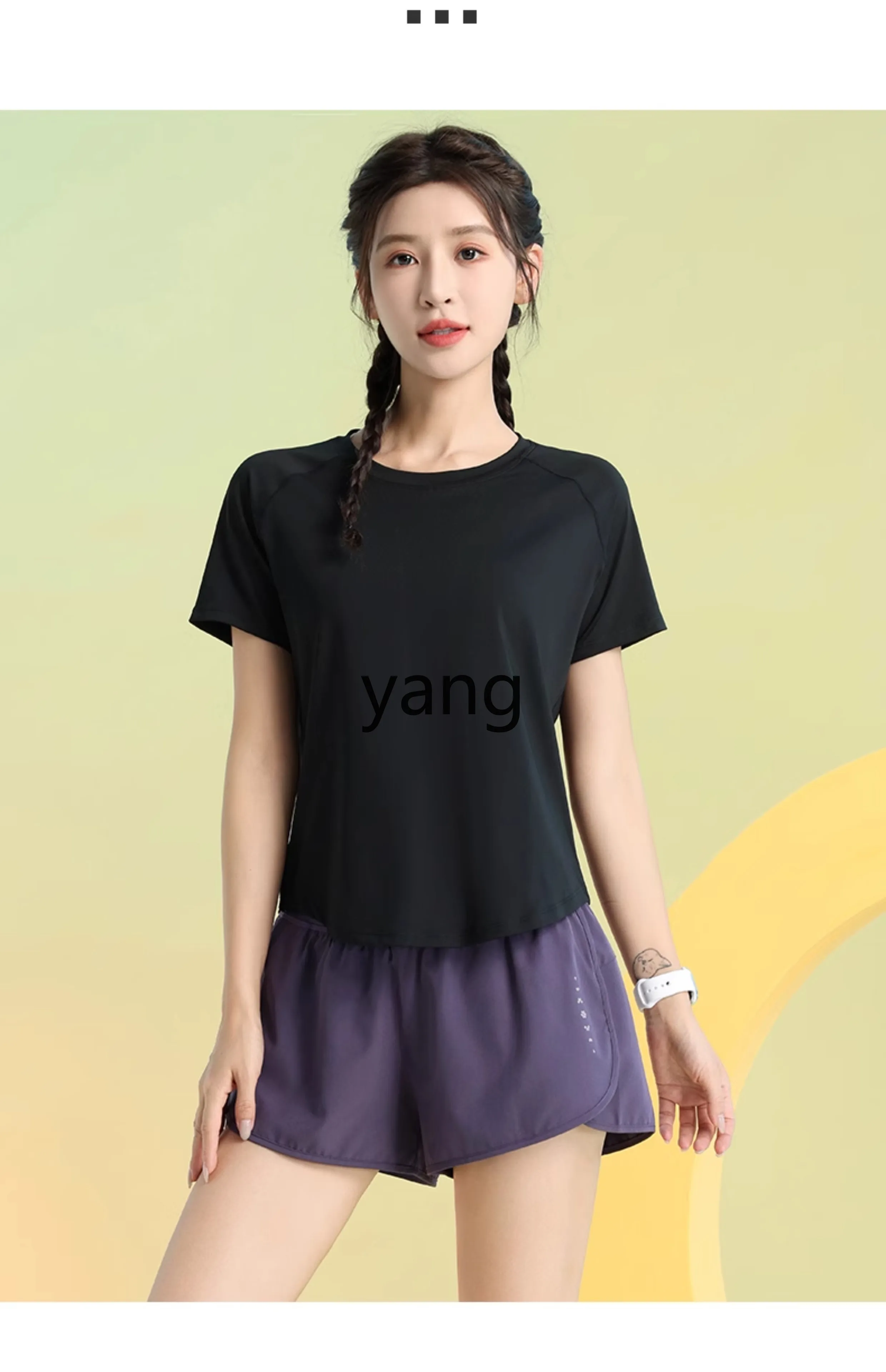 LMM quick-drying sports suit women's summer thin breathable professional fitness clothes short sleeves