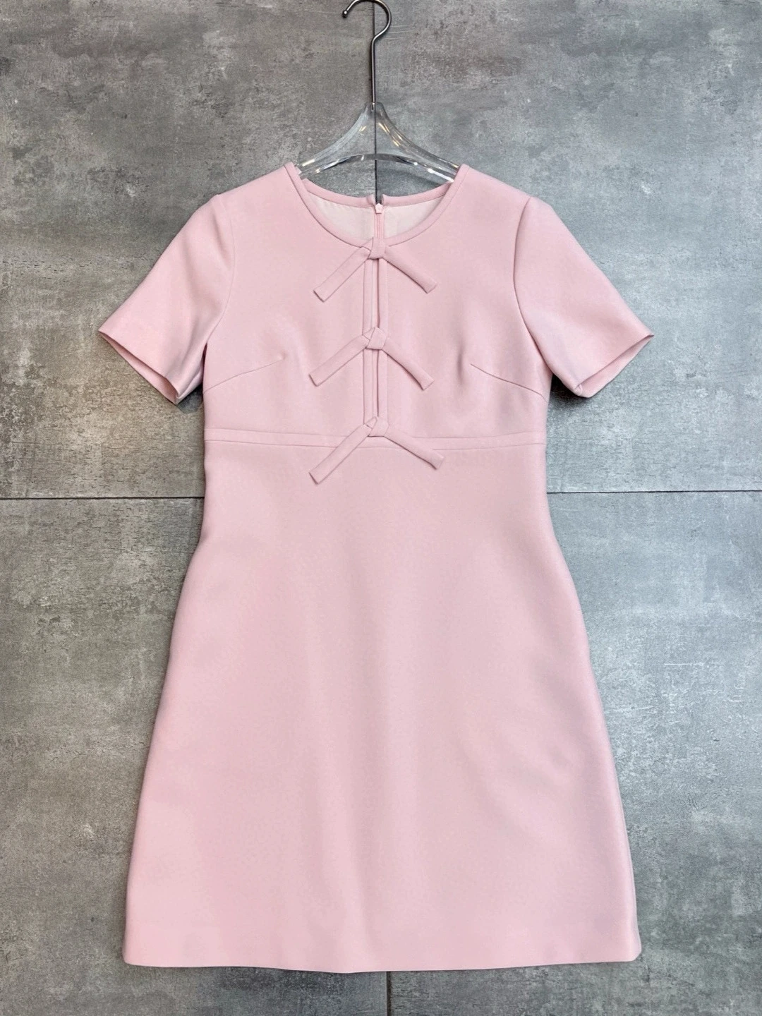 

2025 Spring and Summer New Round Neck Short Sleeve Hollow Bowknot Short Skirt Dress-GZXX140