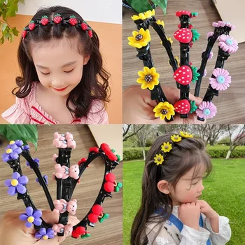 Leuke Bloem Haarband Voor Meisjes Kind Haar Clip Handgemaakte Aardbei Haarbanden Verjaardag Geschenken Hoofddeksels Hoofdband Haar Accessoires