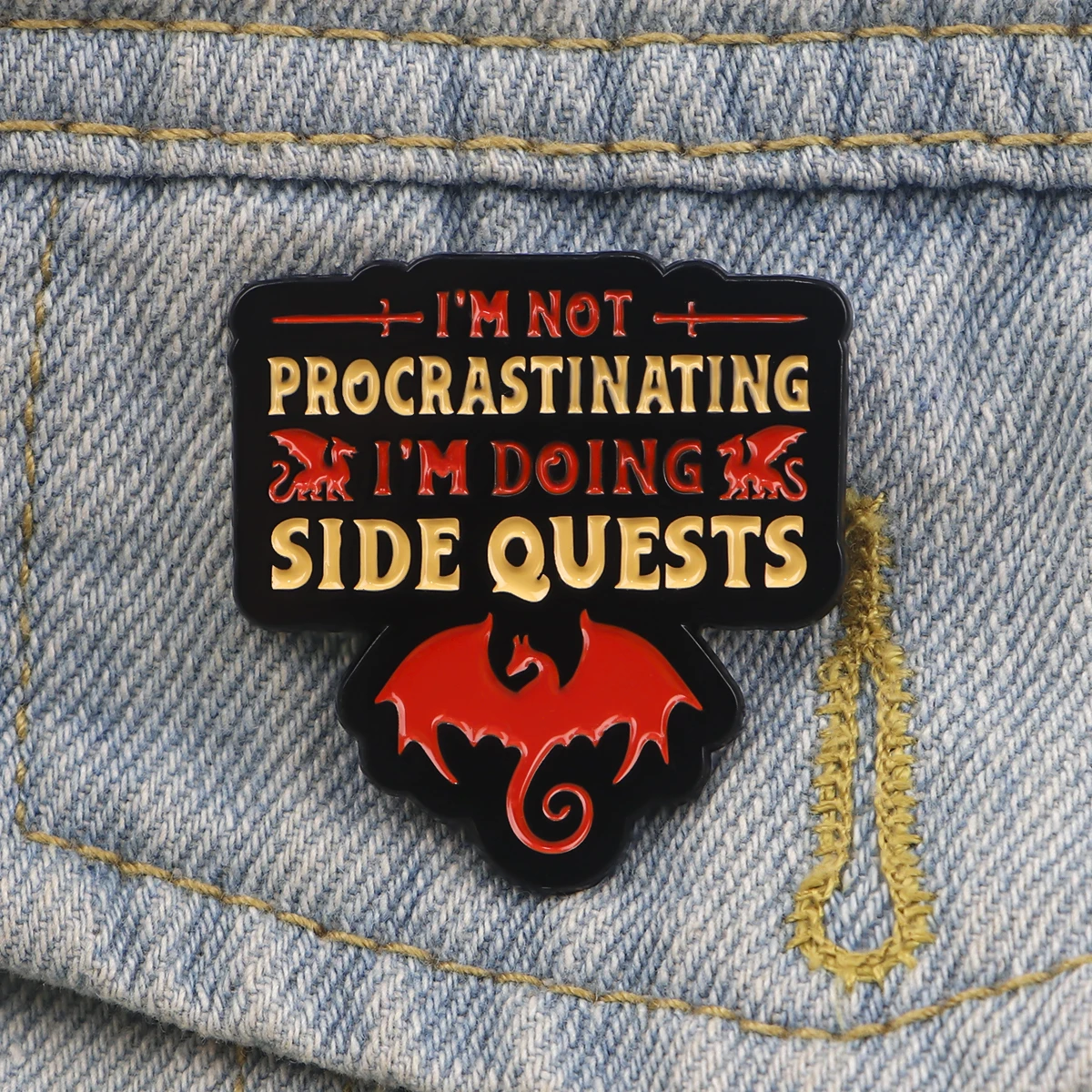 Game Quotes Enamel Pin Side-Quests Brooch Pines Lapel Pins Badge on Backpack Clothing Accessories Fashion Jewelry Friends Gifts