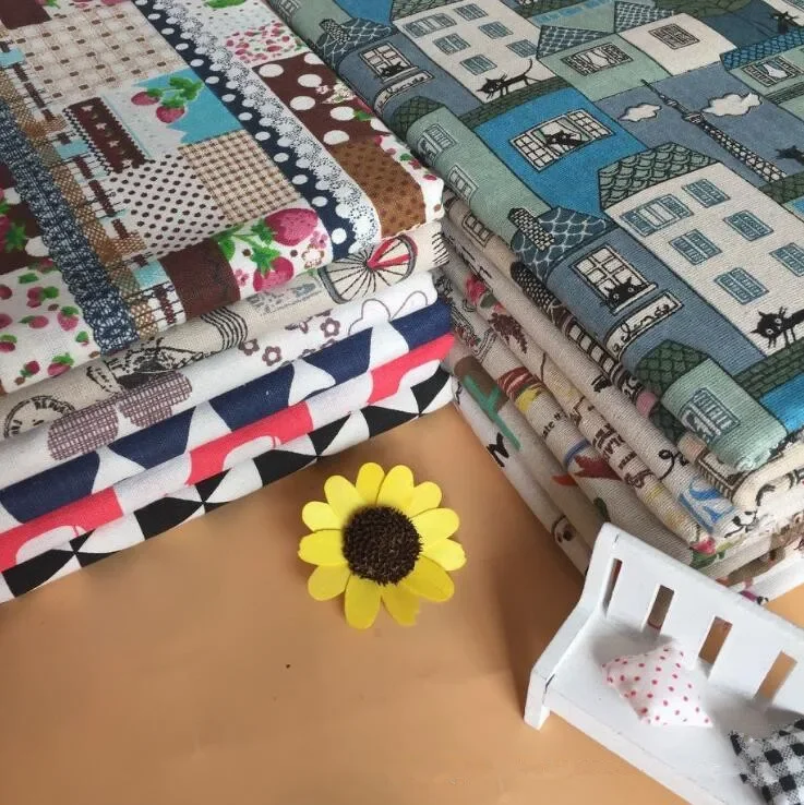 

Printed Linen Cotton Fabric DIY Sewing Canvas Cloth Cotton Linen Fabric Quilting Crafts Material Textile Tablecloth Pillowcover