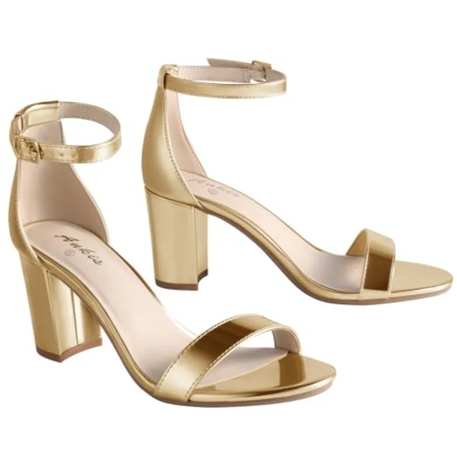 

Ankis Heels for Women Open Toe Ankle Strap Chunky Heel Sandals 2.75 Inch