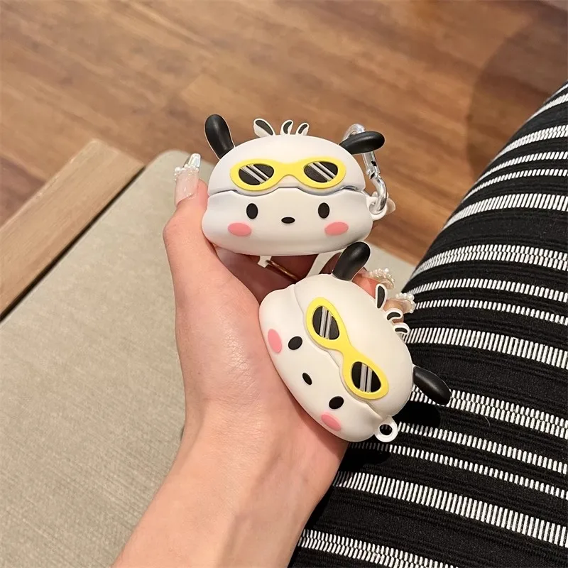 Miniso Pochacco Earphone Case for Samsung Galaxy Buds Fe/Buds2 Pro/Live Silicone Wireless Earbuds Protective Cover With Hook