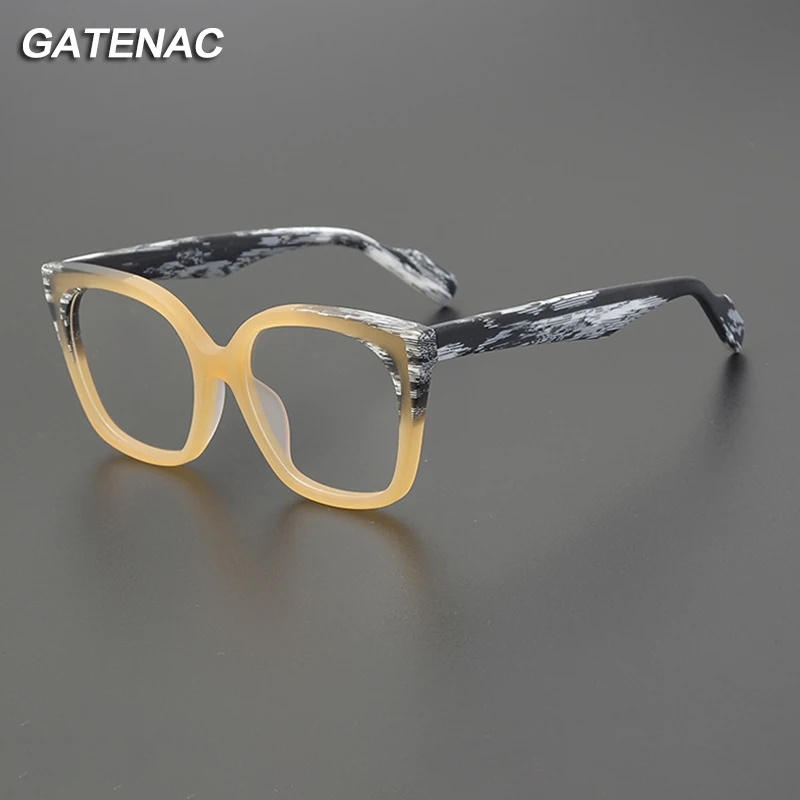 Vintage Acetate Glasses Frame Women Matte Splicing Designer Myopia Prescription Eyeglasses Frame Retro Men Luxury Brand Eyewear