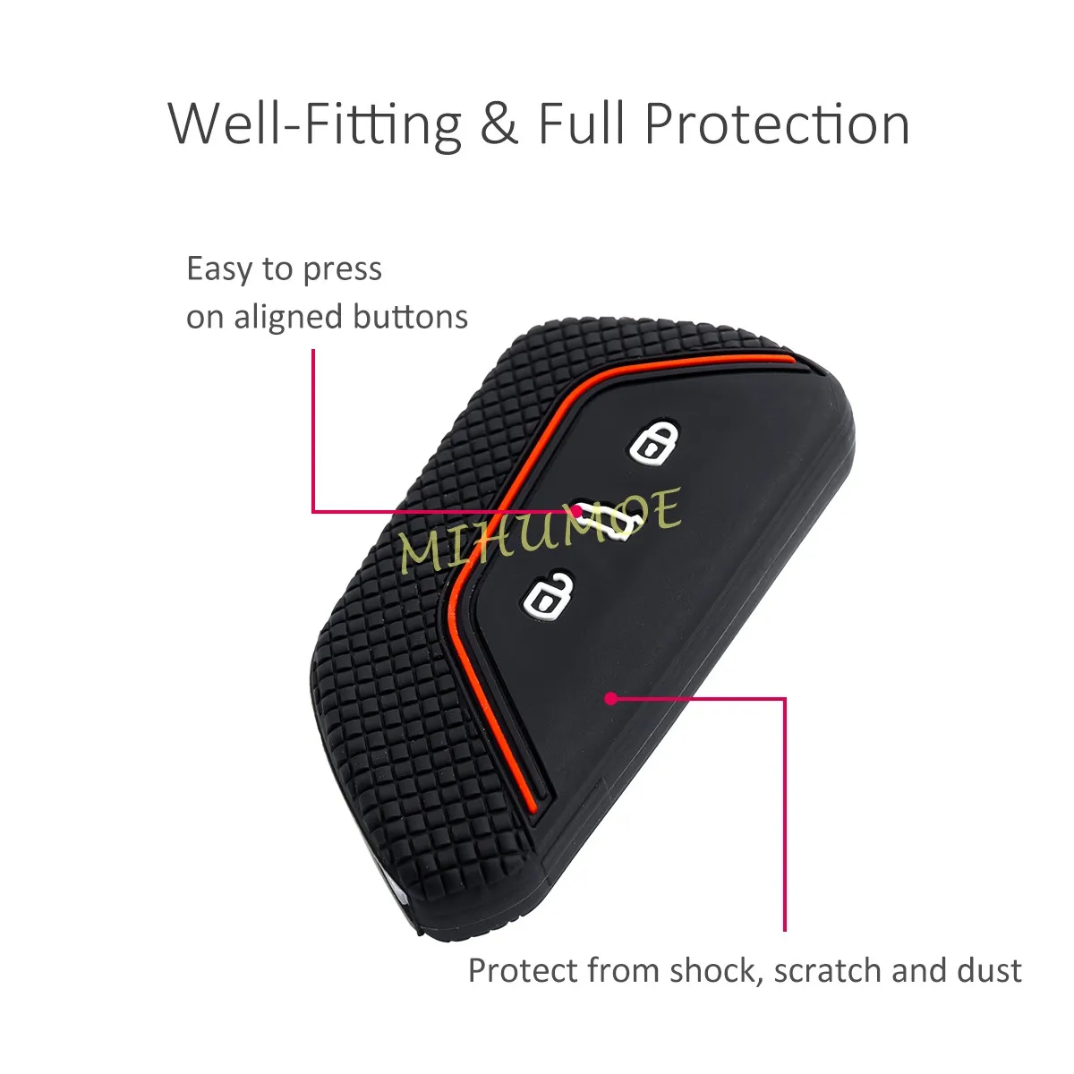Silicone Car Key Case Chain For 2021-2025 VW Golf MK8 ID.3 ID.4 Atlas Skoda Octavia Seat Ateca Tarraco Cupra Formentor Leon Born