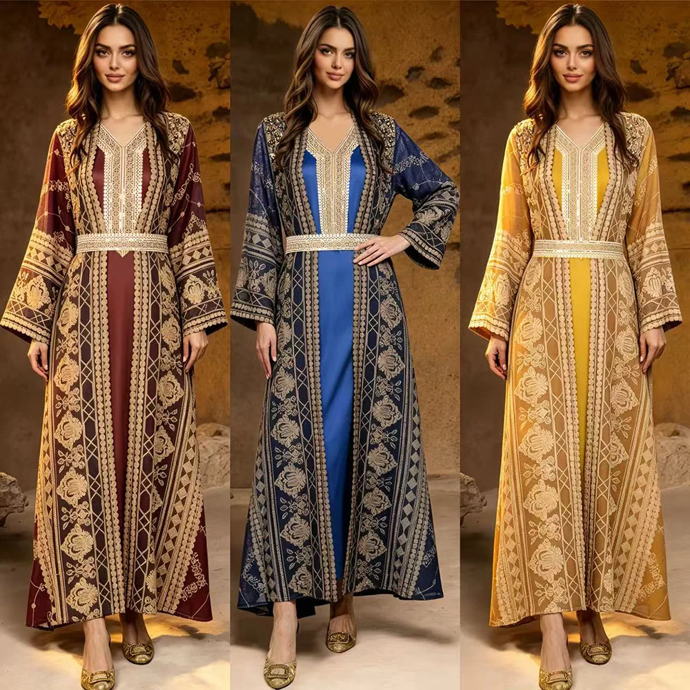 

Mt561 New Fashion Dress, Malaysian Clothing, Elegant Embroidered Plus Size Size Two-piece Robe Set Party Luxury Sexy