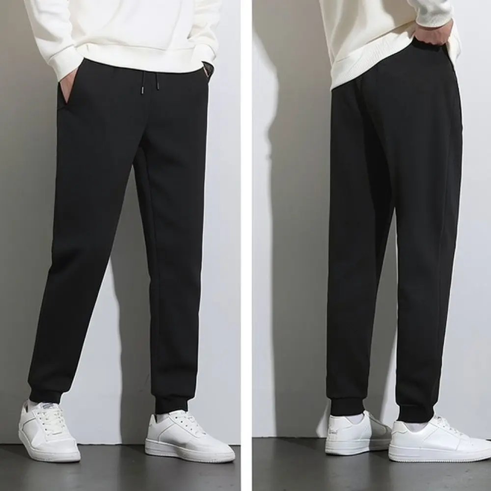 Mens Thickened Sport Pants Autumn Winter Casual Joggers Straight Leg Sweatpants Comfortable Loose Fit Daily Active Bottoms Style