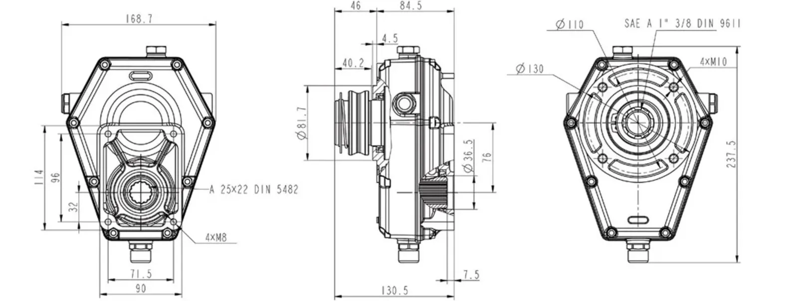 Great Speed Increaser 540 Rpm PTO Gearbox KM6004 for Agricultural Machinery 1:3