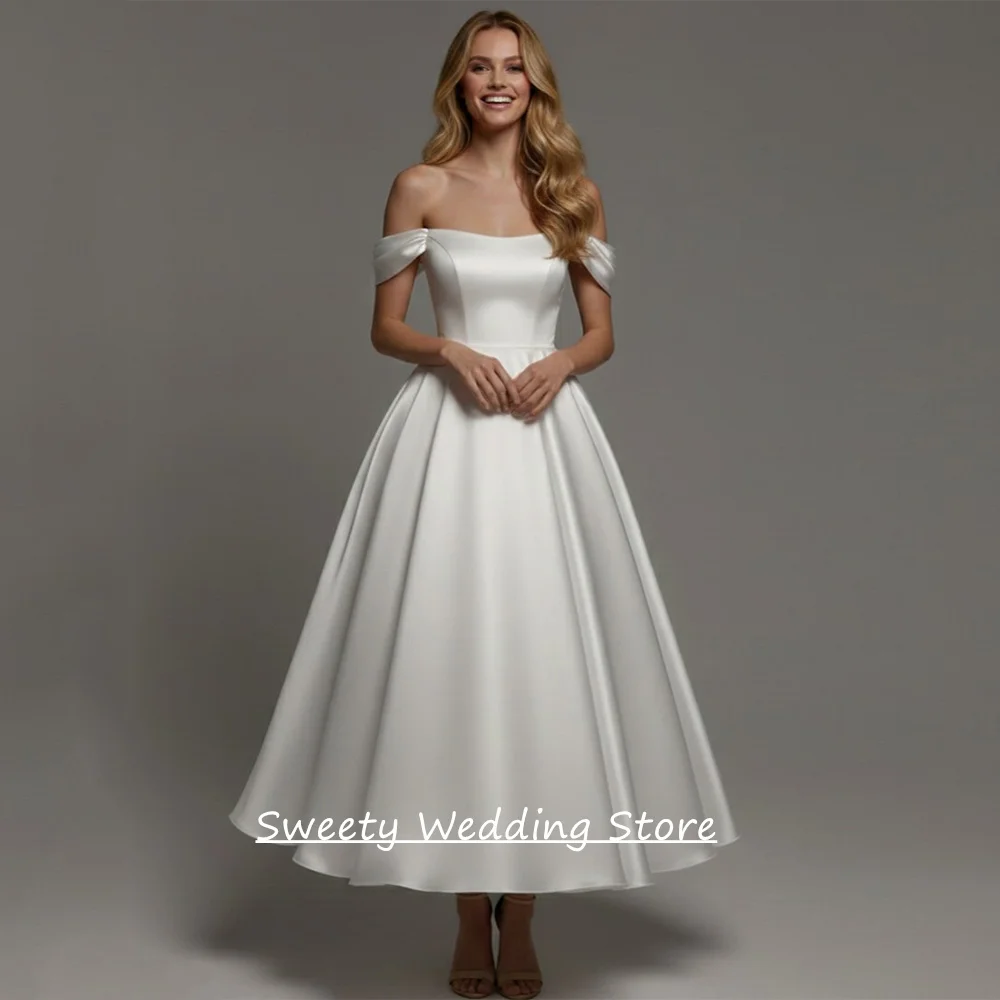 

Charming Wedding Dresses Customized V Neck Long Sleeves Bohemian Lace Satin Bridal Gown Woman Birde Vestido De Noiva