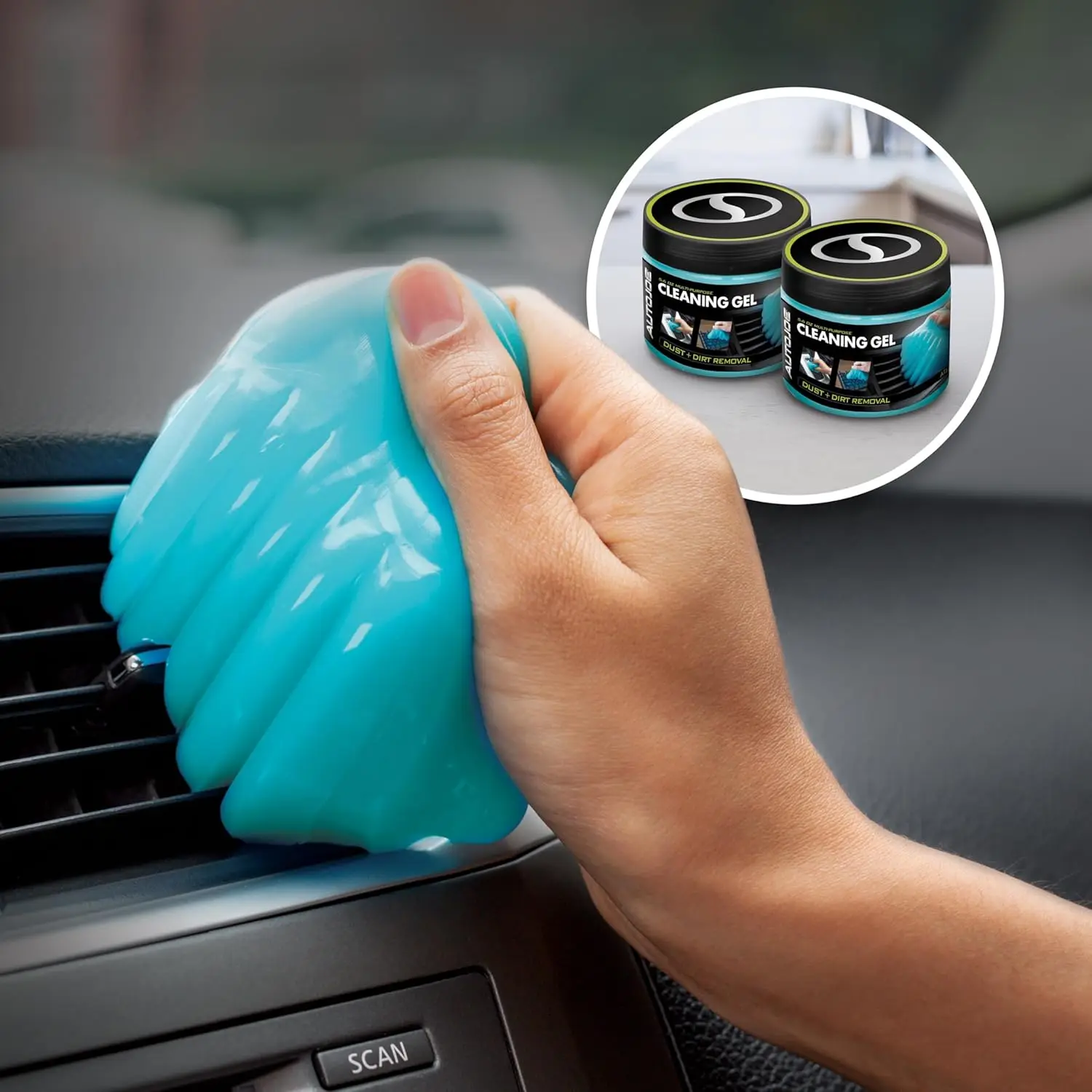 

Car Interior Cleaning Gel Putty Slime for Vents Crevices Dashboard Keyboard Dust Remover 2 Pack Unscented