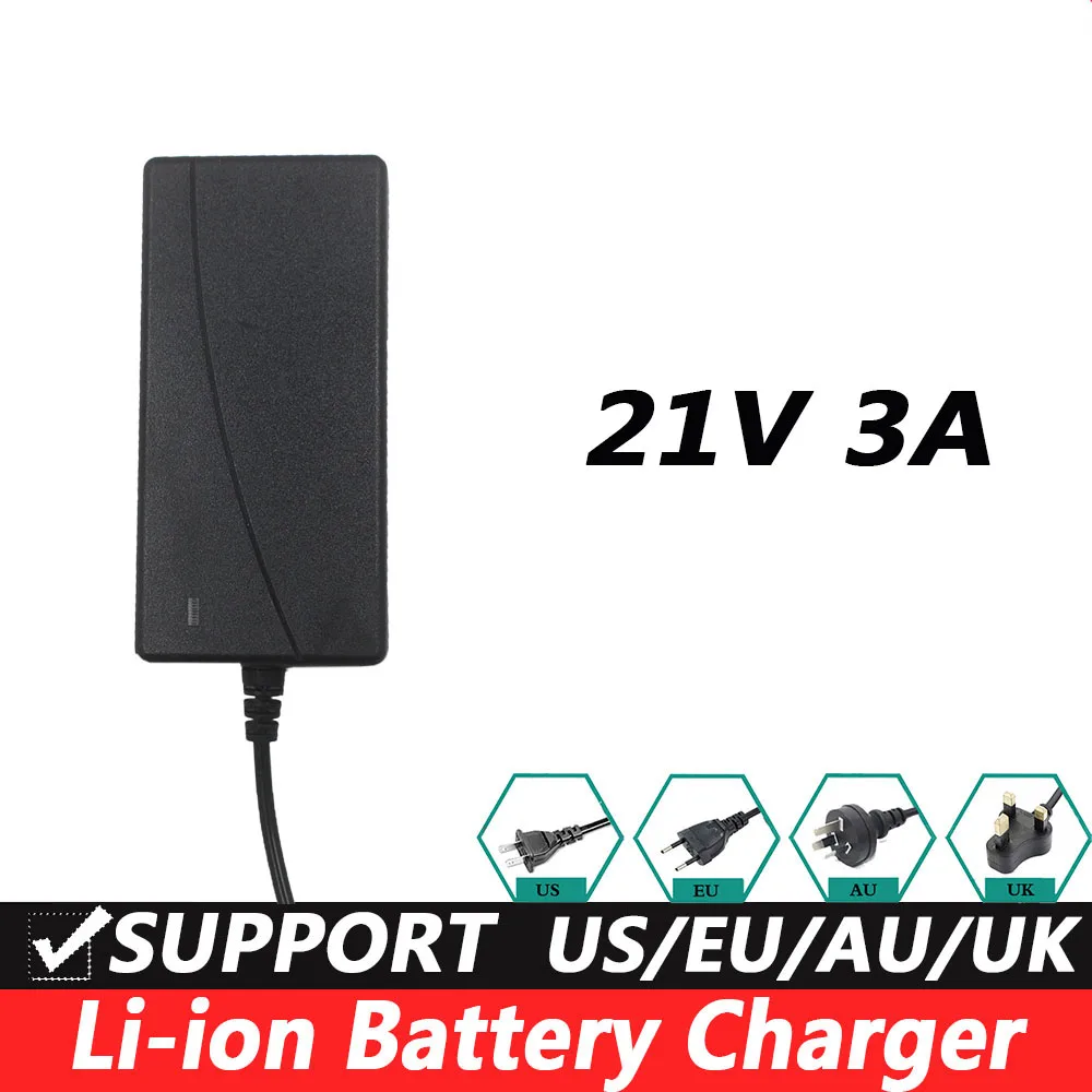 EU Plug US Plug Charger 21V 3A Lithium Battery Charger 21V 3000MA Charger 5 String Battery Charger 5.5*2.1MM