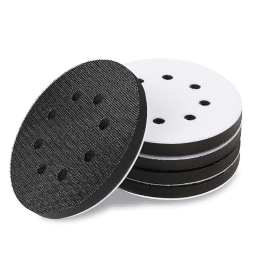 

5 Packs 5 Inch Foam Sanding Pads Flexibility and Durability Premium 8 Holes Sponge Cushion Buffer Backing Pad Less Clogging Hoo