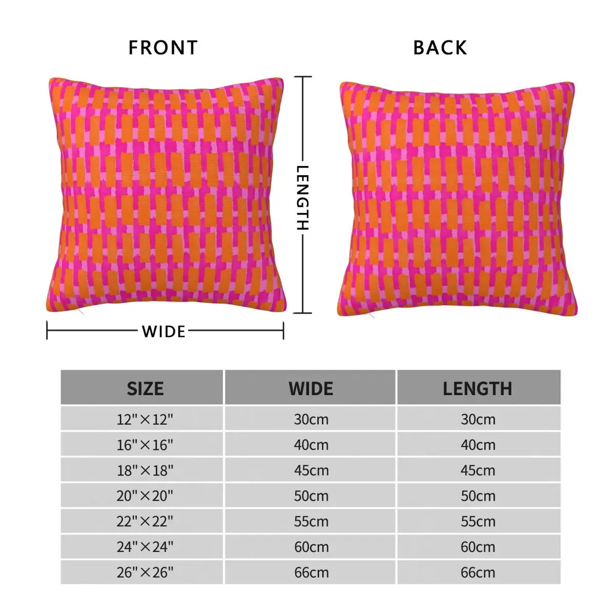 Hot Pink Orange Strokes Geometric Square Pillowcase Polyester Linen Velvet Printed Zip Decorative Room Cushion Cover Wholesale