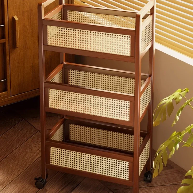 

Used Small Cart for Home Living Room, Floor Standing, Movable with Wheels, Multifunctional Edge Table, Simple Storage Rack