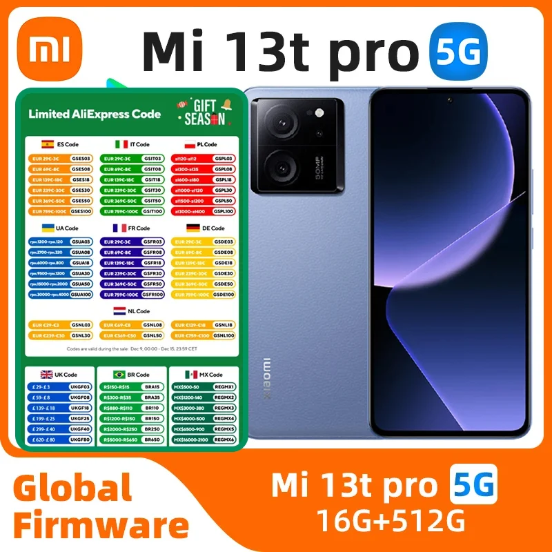 Xiaomi 13T Pro  5G SmartPhone CPU MediaTek Dimensity 9200+  Battery capacity 5000mAh 50MP Camera original used phone