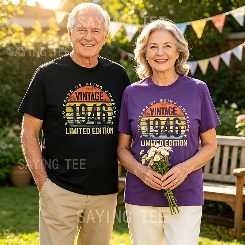 Vintage 1946 Limited Edition 80-Jähriges Geschenk zum 80. Geburtstag, tolles T-Shirt für Opa, Oma, Geburtstagsgeschenk, modisches T-Shirt mit Spruch – Detail 4