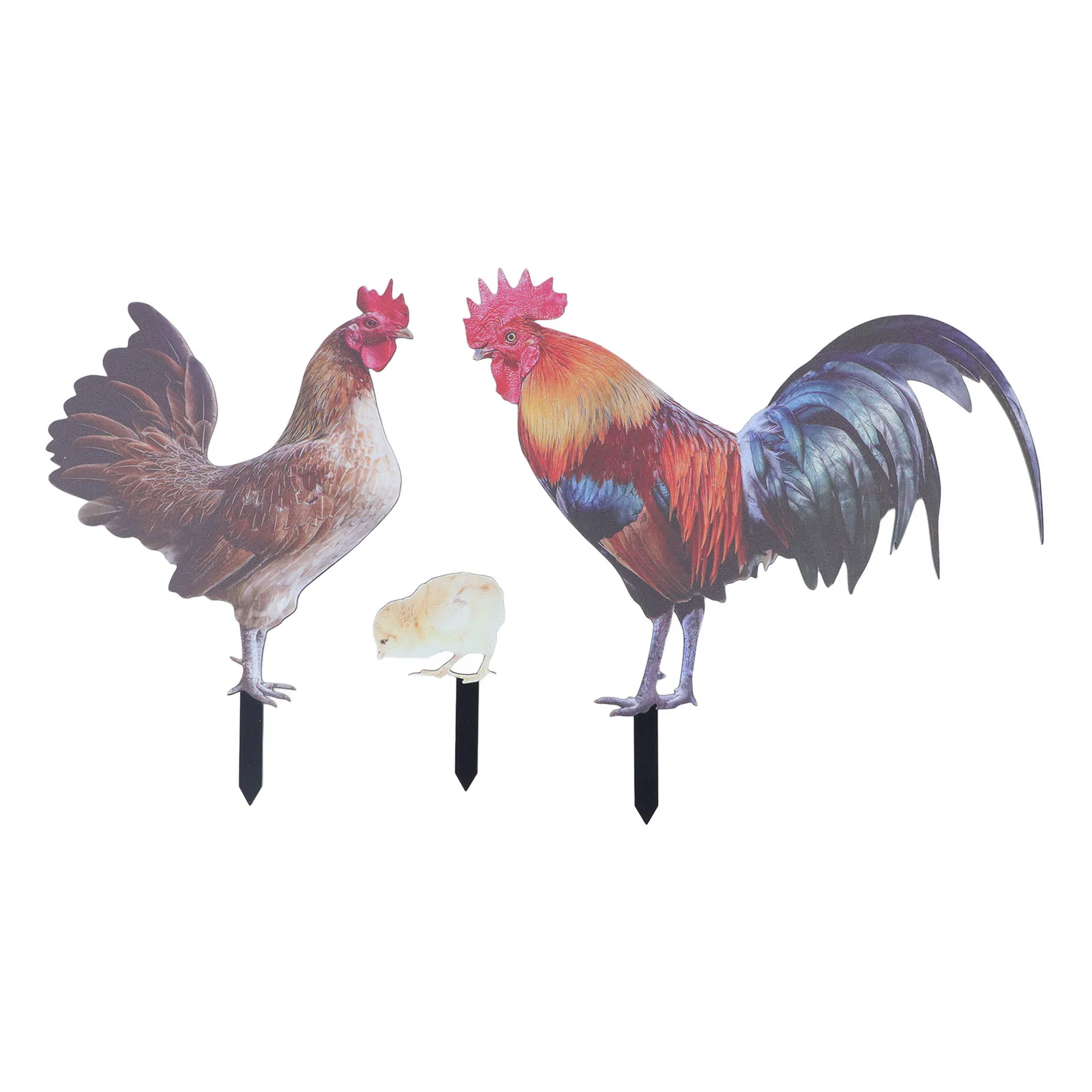 Chicken Garden Stake Acrylic Multipurpose Simulation Rooster Hen Chick Ground Plug Hand Crafted for Backyards for Gardens