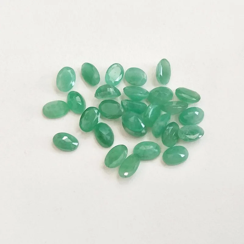 Natural Emerald Green Gemstone Round Loose Stone High-end Jewelry Inlay with Stone