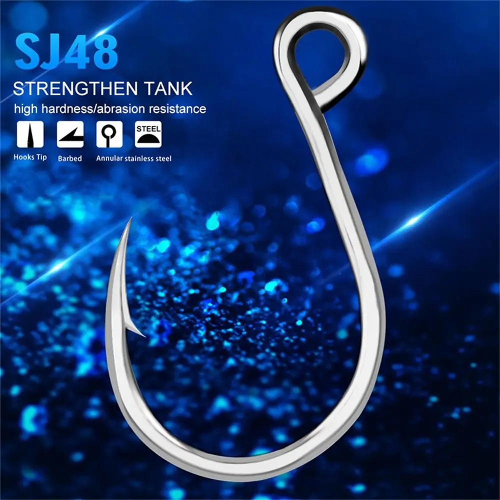 

20pcs High Carbon Steel Fish Lure Hooks Inline Hook Single Hooks Fishing Jigging Hook Barbed Big Eye Fishing Hooks