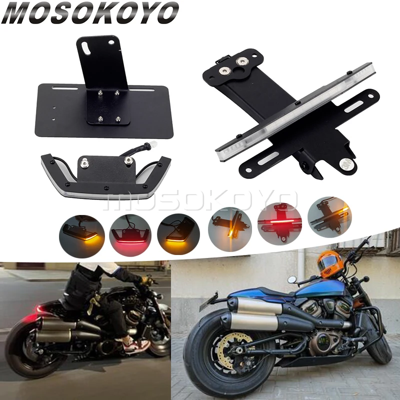 

Motorcycle Tail Tidy Fender Eliminator Holder Signal Lamp For Harley Sportster S 1250 2021 2022 LED License Plate Bracket Light