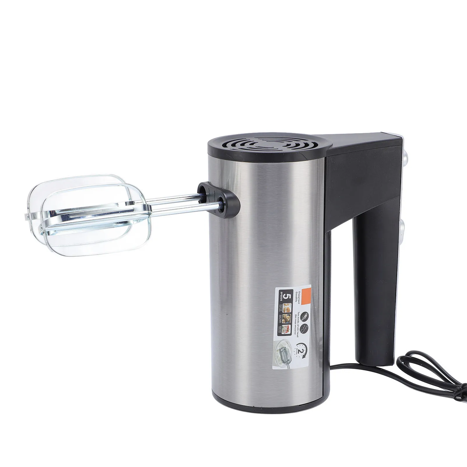Electric Hand Mixer 5 Gear Speed Ergonomic Handle Low Noise Kitchen Handheld Mixer for Cooking Baking Eggs Cakes US Plug 110V