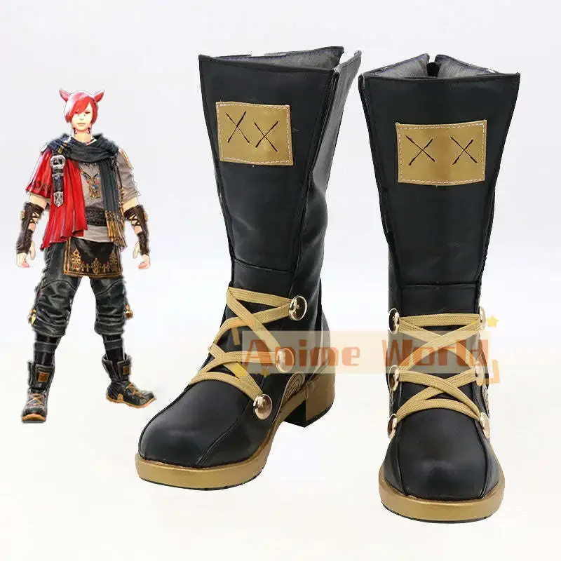 Final Fantasy XIV G'raha Tia cosplay schoenen Halloween carnaval laars op maat gemaakt