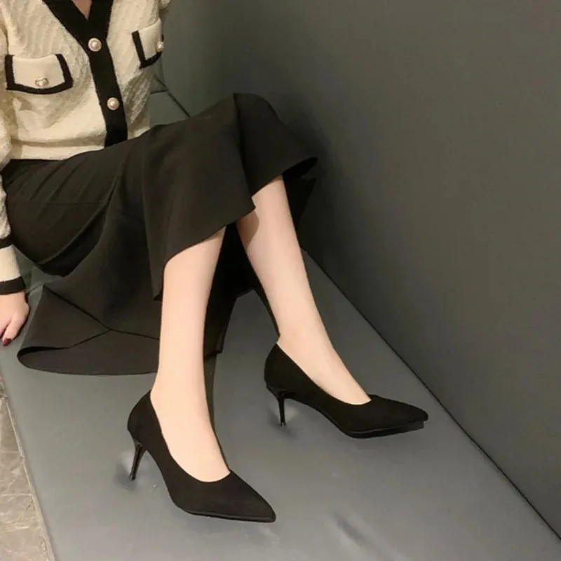 2024 New Women Pumps Suede High Heels Shoes Fashion Office Shoes Stiletto Party Shoes Female Comfort Women Heels