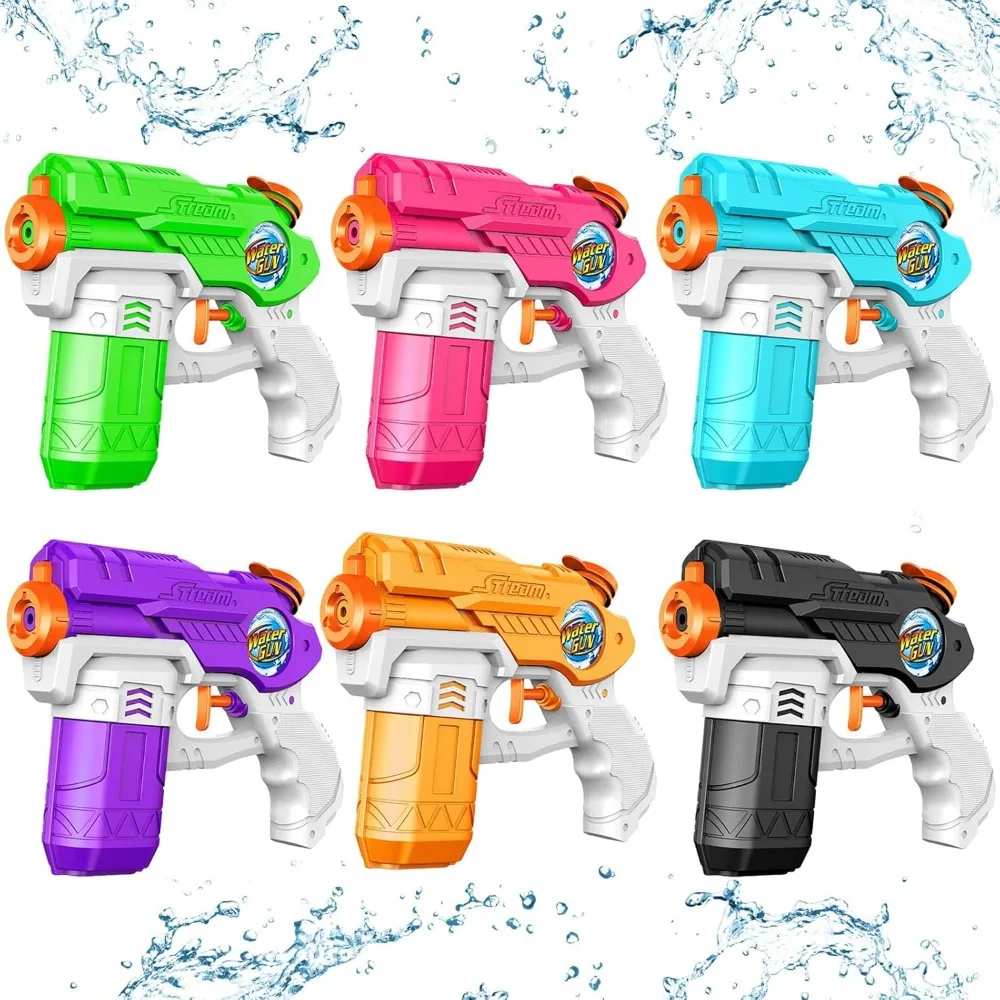 Pistolas de agua para niños y adultos, paquete de 6 pistolas de chorro Soaker Blaster, capacidad de 220CC, pistolas de súper pistola de agua de largo alcance para niños y niñas T