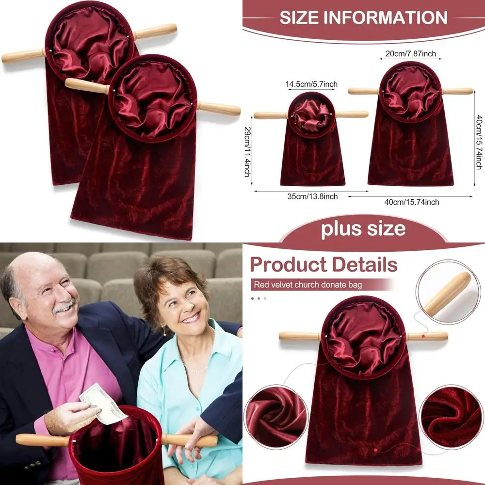 

Набор из 2-х церковных сумок с деревянными ручками, идеально подходит для церковной коллекции и принадлежностей для причастия.