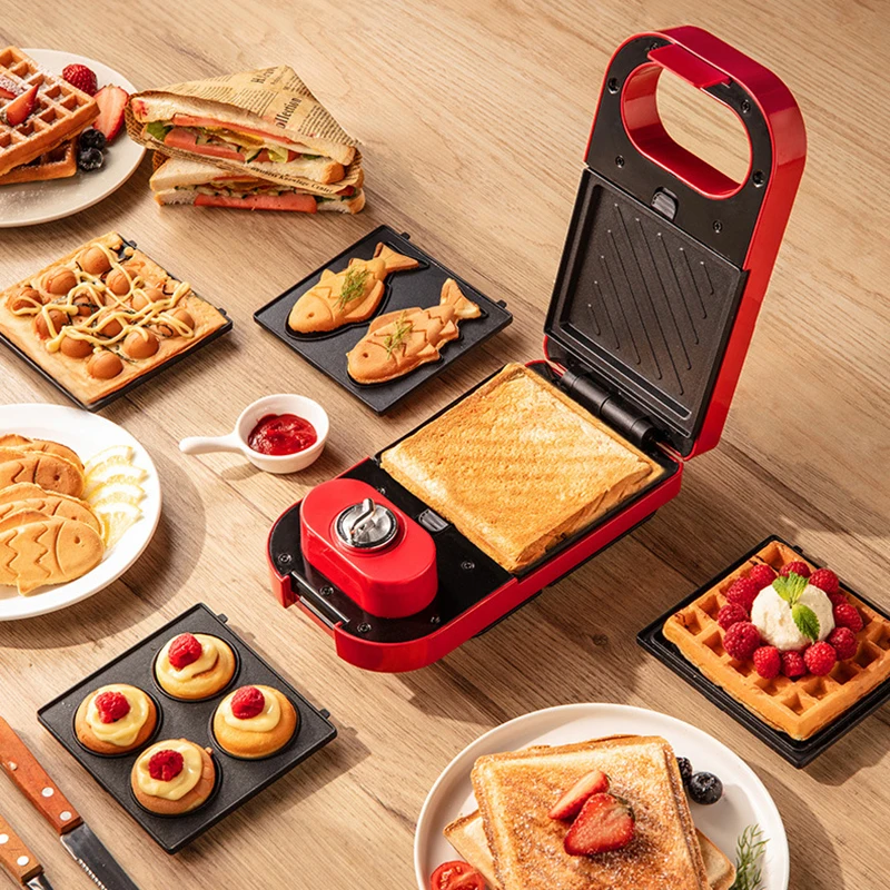 

650W Sandwichera Electrica Multifunction Waffle Maker Bubble Egg Cake Toaster Automatic Breakfast Non-Stick Waffle Machine 220V