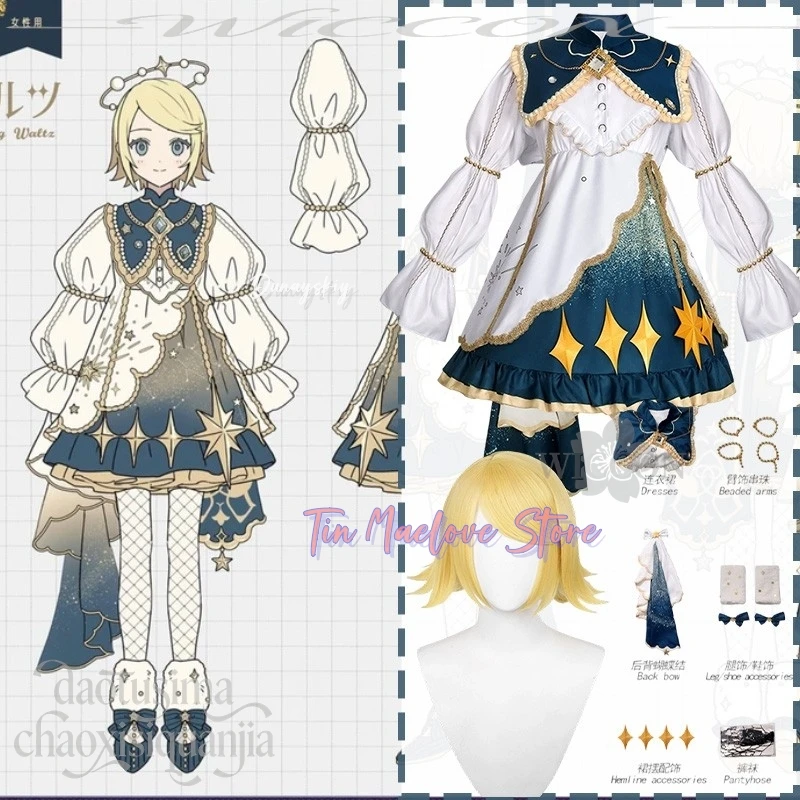 

Rinnn Monthly Pass Anime disfraz Shining Waltz Cosplay Game Project Sekai Idol Gradient Dress Kawaii Sweet Star Lolita Halloween
