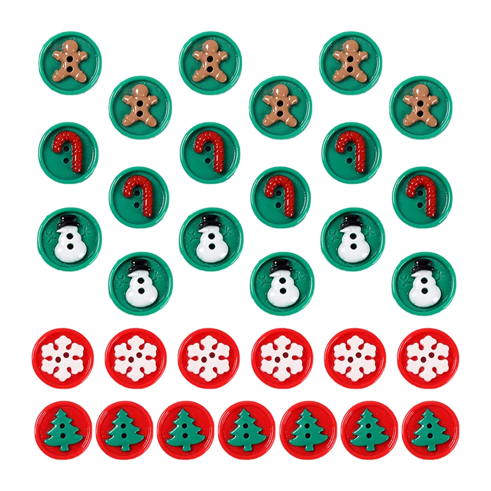 

50Pcs Xmas Resin Buttons Set Colorful Small Size Christmas Snowman Snowflake Tree Decorative Sewing Accessories